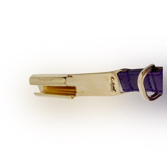 Salvatore Ferragamo Purple Leather Slide & Post Belt size 95cm Large L/XL - Picture 2 of 10